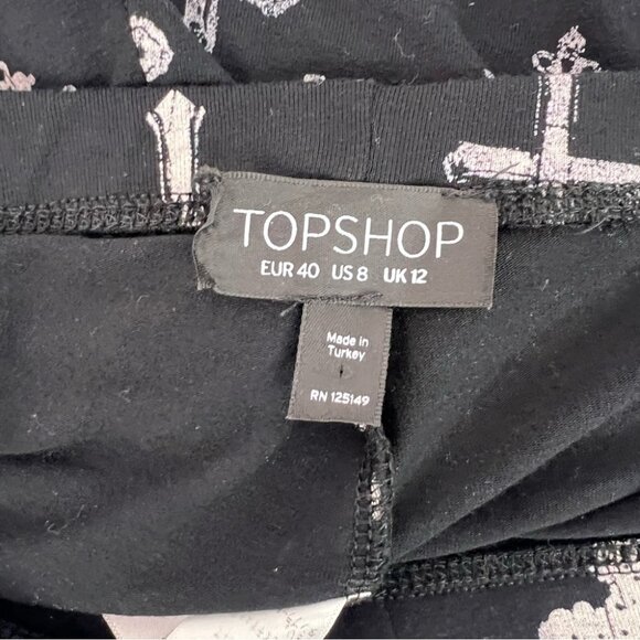 Topshop tights leggings all over print stretchy Black and White Cross Leggings - Picture 6 of 7